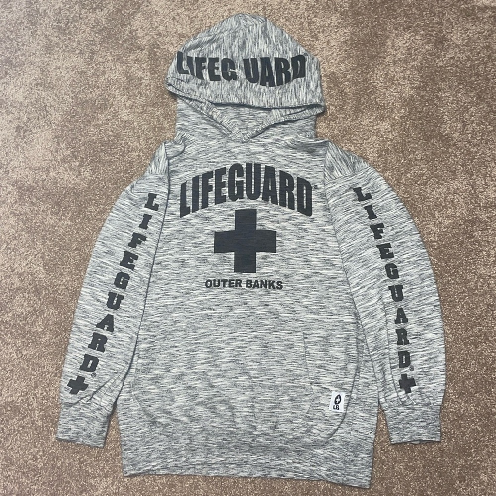 LG Grey Lifeguard hoodie, designed in Brooklyn.